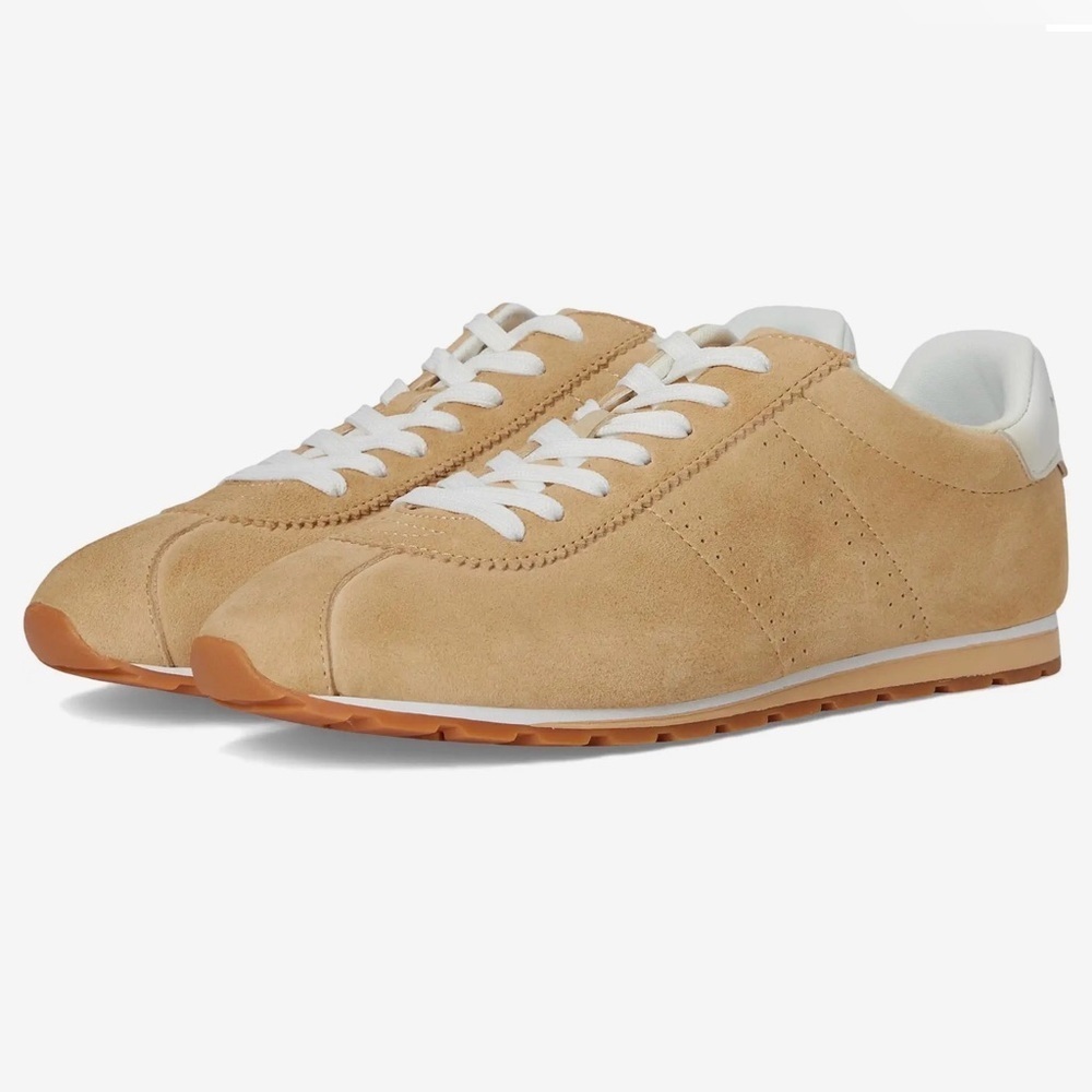Marc Fisher Ltd Teddy Suede Low-Top Sneakers In A Light Natural Color